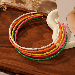 Western Fashion Stainless Steel Bamboo Joint Choker Necklace For Women Gold Plated Colorful Enamel Open Neck Ring Individual