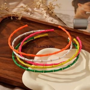 Bamboo-textured colorful headband set with gold metal rings, diameter 13.2cm 5.2in