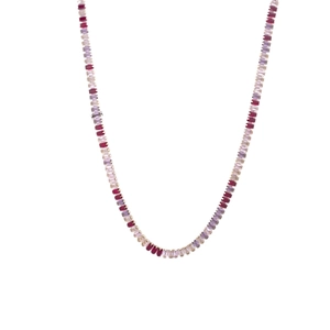 Collier élégant plaqué or 18k avec zircons colorés coupe baguette en violet et rouge