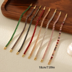 18k gold plated stainless steel bracelets with colorful oval crystals in 8 vibrant colors