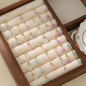 Hand Woven Seed Bead Daisy Flower Dangle Earrings For Women Fresh Sweet Stainless Steel Post Long Tassel Ear Jewelry
