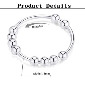 Drehbarer Edelstahl-Angstring mit Perlen 1,5 mm Breite minimalistischer Schmuck