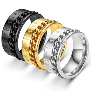 Bague Viking Rotative avec Runes en Acier Titane Inoxydable Punk Band Hommes Femmes Bijoux de Doigt Industriels Vintage Cadeau