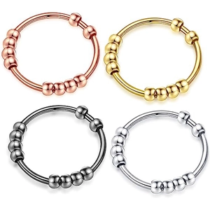 Titanstahl Anti Angst Ring Für Damen Herren Mit 10 Rotierenden Perlen Minimalistischer Stressabbau Fidget Ring Mode Schmuck