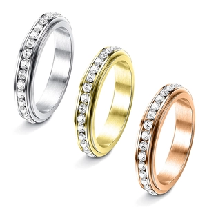 Bague Spinner en Acier Inoxydable 316L pour Soulager l'Anxiété Anneau d'Éternité en Zircone pour Hommes Femmes Bijoux
