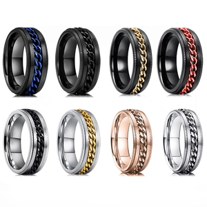 Bague Chaîne Spinner en Acier Inoxydable pour Hommes Femmes Soulagement de l'Anxiété Stress Punk Cool Bijoux de Doigt à la Mode