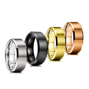 Minimalistische Titanium Staal Geborsteld Mat Ring Met Gepolijste Afgeschuinde Rand Voor Mannen Vrouwen Unisex Trouwring Mode Sieraden