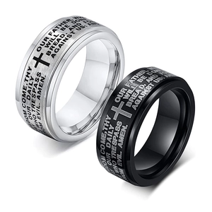 8mm Edelstahl Herren Gebet Spinner Ring Für Damen Religiös Kreuz Graviert Stressabbau Angst Spinner Band Schmuck