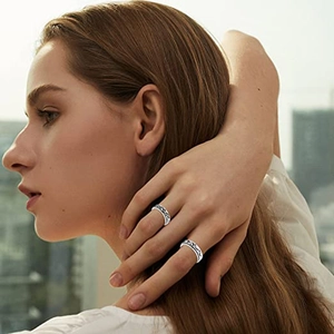 Anillos giratorios de acero inoxidable con diseño de luna y estrellas estilo bohemio