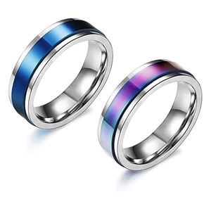 Roestvrij Stalen Spinner Ring Voor Heren Dames Angstverlichting Draaibare Regenboog Blauw Zwart Bandring Moderne Sieraden