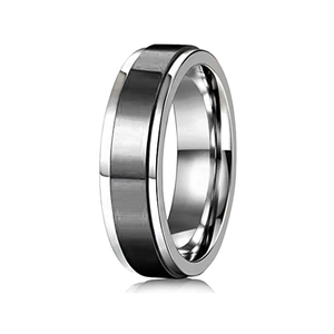 Macro-detail van de draaibare roestvrijstalen ring met tweekleurige geborstelde textuur