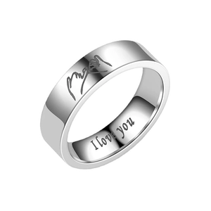 Polierter Edelstahlring I love you mit Versprechen Gravur für Paare in Silberoptik