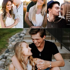 Silver and black matching couple necklaces and bracelets featuring heart pendants for lovers