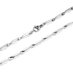 Silver stainless steel Mobius necklace with polished long link chain and lobster clasp