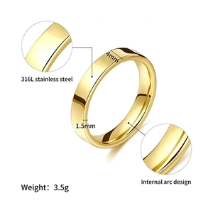 Bague minimaliste 4mm en acier inoxydable 316L doré avec design à arc intérieur