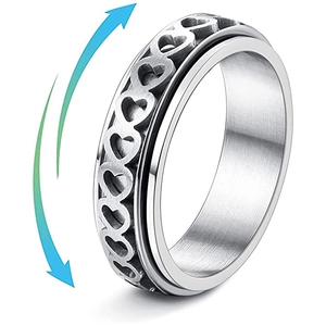 Edelstahl Spinner Fidget Ring Zur Stressbewältigung Hohl Herz Stern Gänseblümchen Rotierender Band Ring Mode Schmuck Für Damen