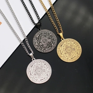 Siegel der sieben Erzengel Halskette in Silber, Gold und Schwarz aus Edelstahl