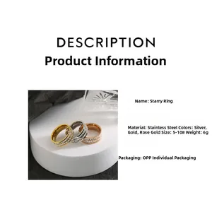 Titanstahlring-Set mit funkelnden Kristallen in Silber Gold und Roségold für Damen und Herren