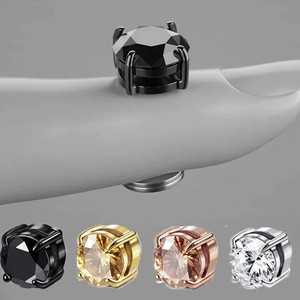 Magnet-Ohrstecker mit Zirkonia in Schwarz, Gold, Roségold und Silber in Vier-Krallen-Fassung