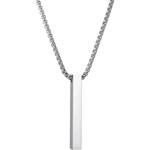 Collar con colgante de pilar rectangular en acero inoxidable pulido estilo minimalista