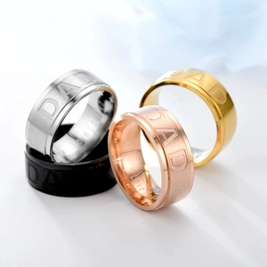 Herenringen van roestvrij staal met DAD-gravure in zilver, goud, roségoud en zwart