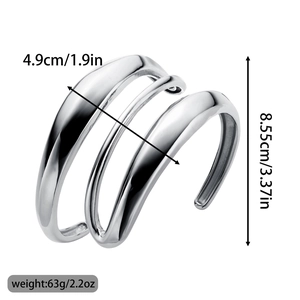 Spécifications de taille pour bracelet large en acier titane argenté en forme de C