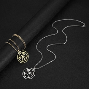 Stainless Steel Occult Marbas Sigil Pendant Necklace For Men Women Geometric Hollow Round Box Chain Demon Symbol Jewelry