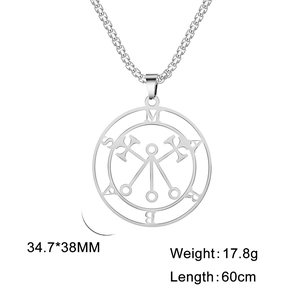 Marbas occult seal pendant on box chain, stainless steel gothic necklace for men
