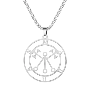 Polished stainless steel Marbas seal pendant necklace with box chain for men