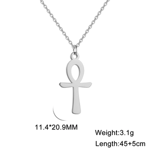 Collana con ciondolo a croce Ankh in acciaio inossidabile lucido con simbolo egiziano