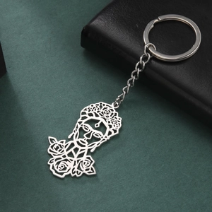 Hollow-out Frida Kahlo portrait pendant keychain made of durable stainless steel