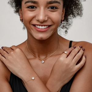 Luxus Titanstahl Zirkonia Halskette Armband Ohrringe Ring Für Damen Minimalistisch Rund Zargenfassung High End Schlüsselbeinkette Zubehör