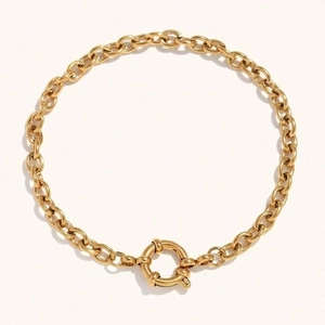 Bracelet Fermoir à Bascule en Acier Inoxydable Plaqué Or 18K Femmes Minimaliste Chaîne Trombone Gourmette Bijoux de Mode