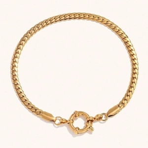 Bracelet gourmette en acier inoxydable plaqué or 18K avec fermoir anneau à ressort