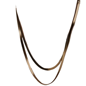 Modern double layer gold herringbone snake chain necklace with a sleek polished finish