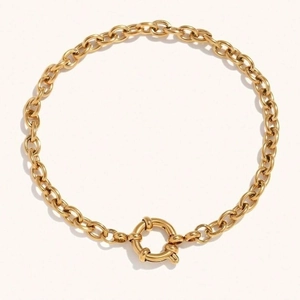 Bracelet chaîne en acier inoxydable plaqué or 18 carats avec fermoir à bascule