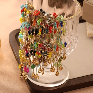 Bunte Kristallblumenhalsketten aus Titanstahl mit goldenen Karabinerverschlüssen