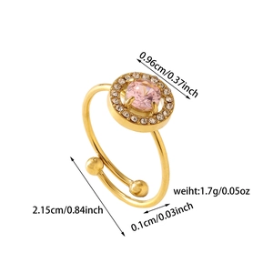 Specifiche dettagliate di dimensioni e peso dell'anello cuore con zircone rosa