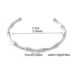 Exaggerated 18K gold plated rhinestone studded bamboo design elastic cuff bracelet