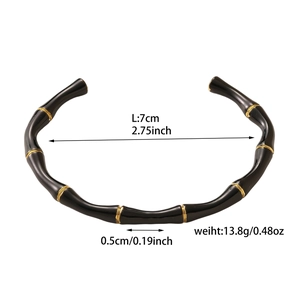 Detail view of 18K gold plated bamboo bracelet with size and weight measurements