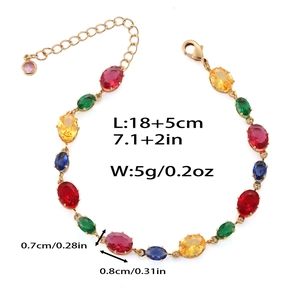 Bracelet pierres arc-en-ciel avec chaîne dorée et détails en zircon coloré