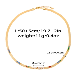 Macro shot of 18k rose gold braided choker necklace with colorful zircon stones