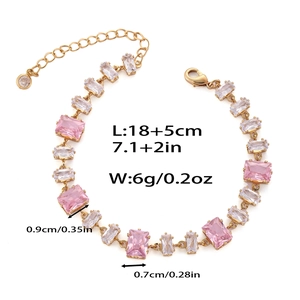 Détails du bracelet cœur en zircon avec dimensions 18+5cm et poids de 6g inclus