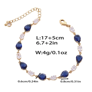 Guide des dimensions du bracelet en zircon avec spécifications de taille et poids