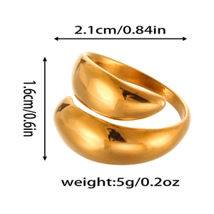 Dettagli dimensionali dell'anello a goccia con indicazione di altezza, diametro e peso
