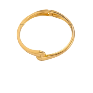 Bracciale rigido a molla in acciaio inossidabile dorato lucido con design moderno sovrapposto