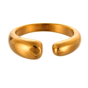 Anello aperto spesso placcato oro 18 carati con finitura a specchio lucida per donna