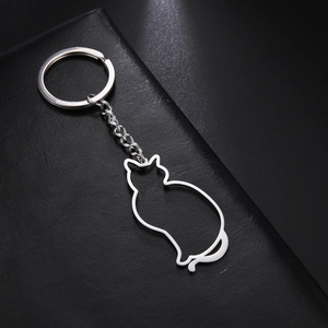 Minimalist 304 Stainless Steel Hollow Cat Silhouette Keychain Cute Animal Pendant Key Ring Accessory For Women Men Gift