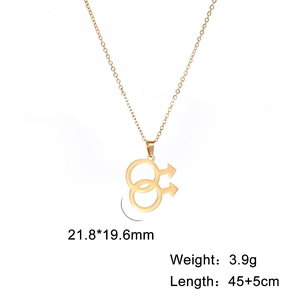 Gedetailleerde maatspecificaties voor gouden ketting met dubbel mannelijk symbool hanger
