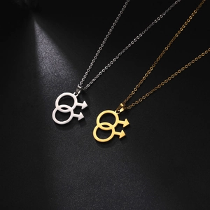 Minimalistische 304 Roestvrijstalen Halsketting Met Dubbel Mannelijk Mars Symbool Hanger Goud Zilver Voor Mannen Vrouwen Gay Pride Sieraden